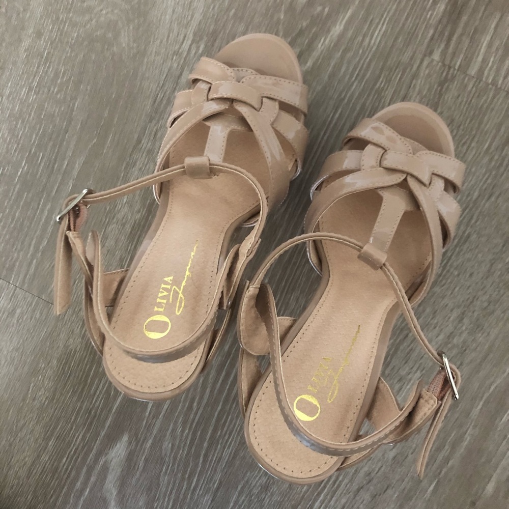 Miss Lola Nude Bombshell Strappy Platform Heels